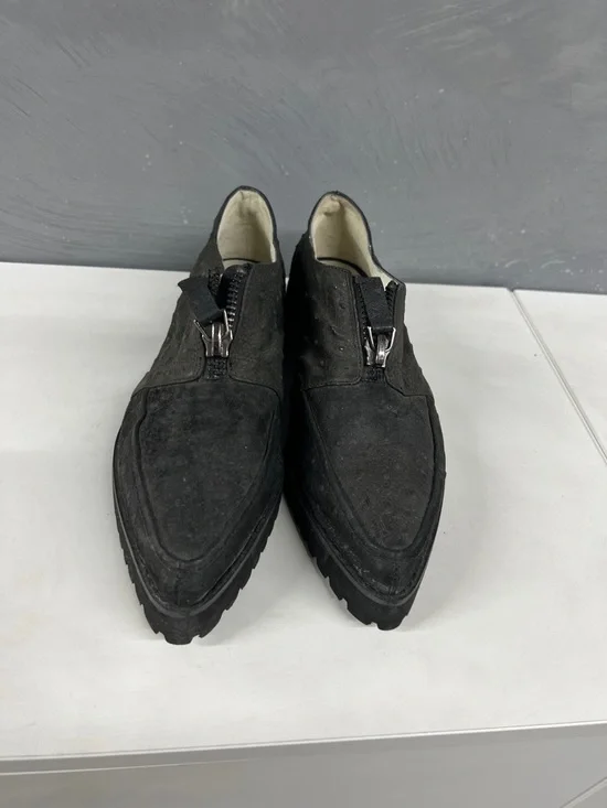 SENSO Black Ostrich Zip-Top Loafers - Picture 5 of 11